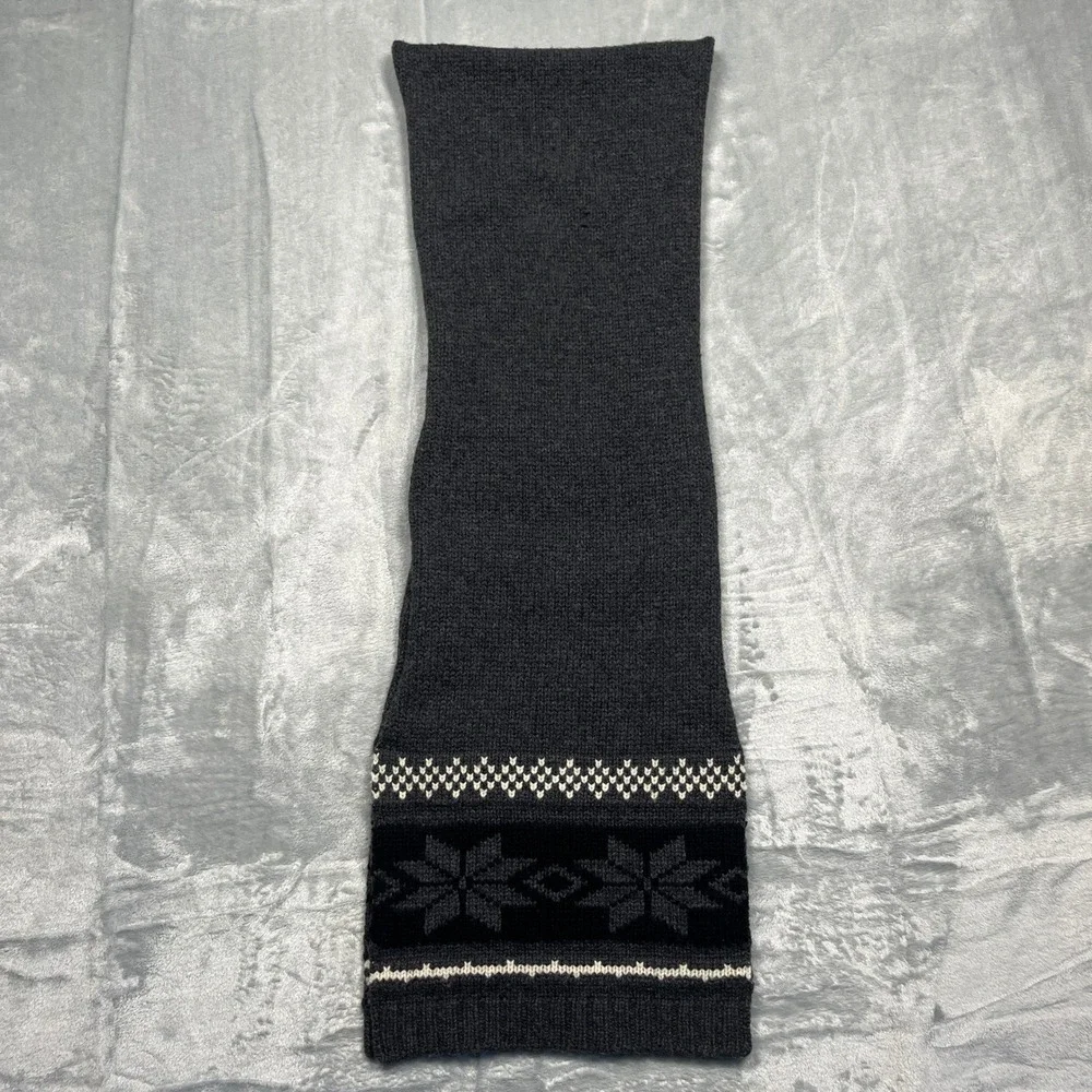 Vintage Y2K Gap Scarf Gray Lambswool Fair Isle Snowflake Knit Winter Accessory